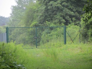 Gates and a small barrier to the canal path