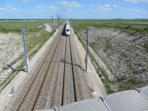 The TGV strolling along, nearly underfoot.