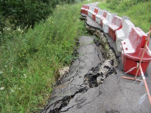 collapsed road